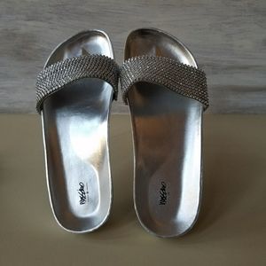 Mossimo silver slides sandals